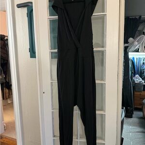 Free People Plunge Neckline Black Jumpsuit
